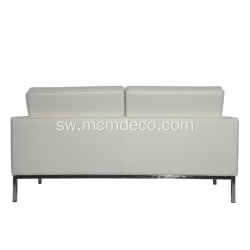 Florence Knoll White Leather Leather 2 kiti sofa.